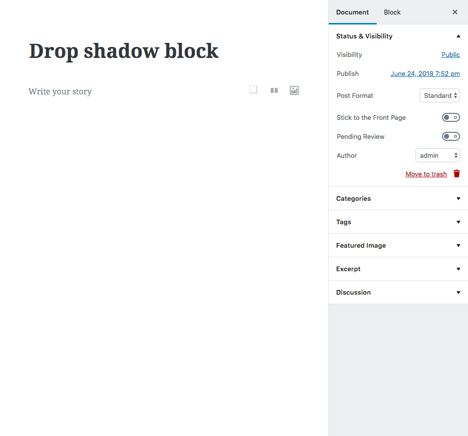Gutenberg Block für Drop Shadow Box